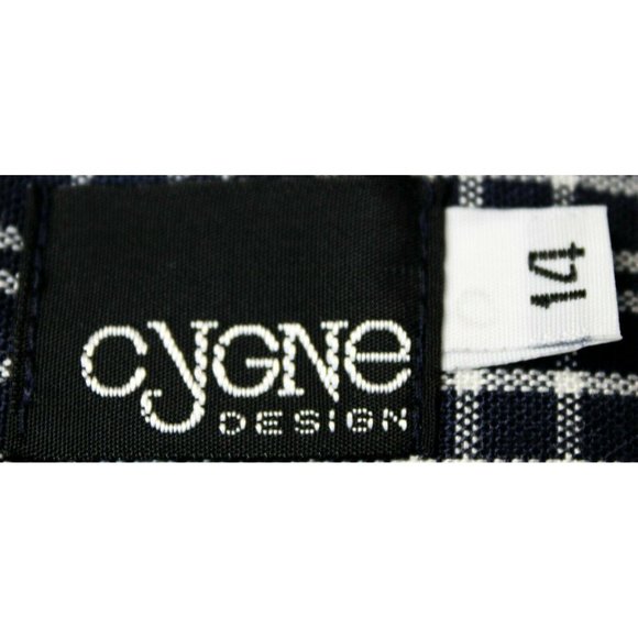 Cygne Design Navy White Plaid Lined Business Skirt Womens 14 Slash Pockets Zip - Picture 5 of 8